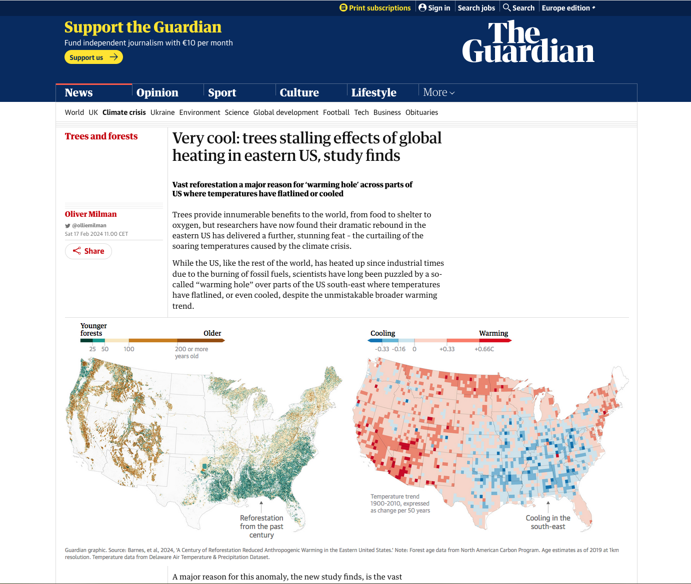 Stalling effect through reforestation - article on reforestation and planting trees - COOL longtime effects