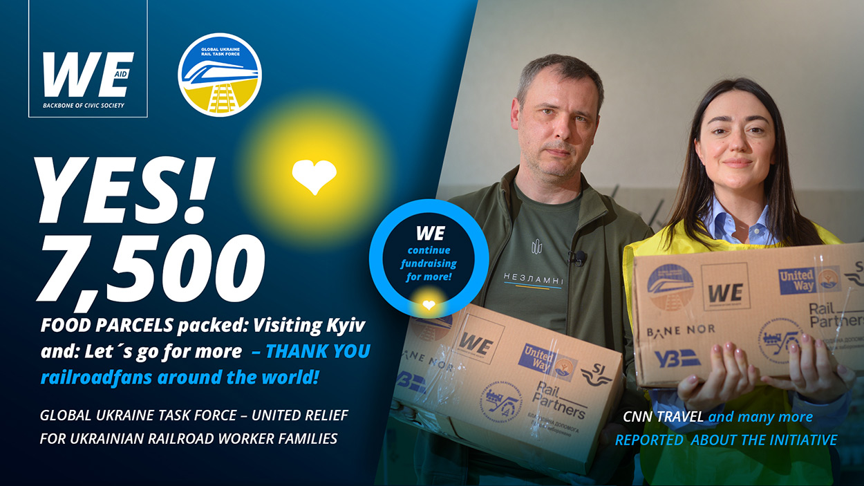 This is in the food parcels - as another 7,500 food parcels are packed, we show you what is in the packages. And: We continue fundraising on request of the railroaders for support. One railroader passion family – the iron family